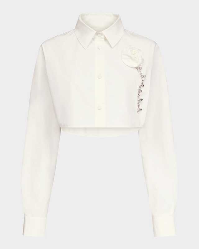 Crystal Rosette Cropped Shirt